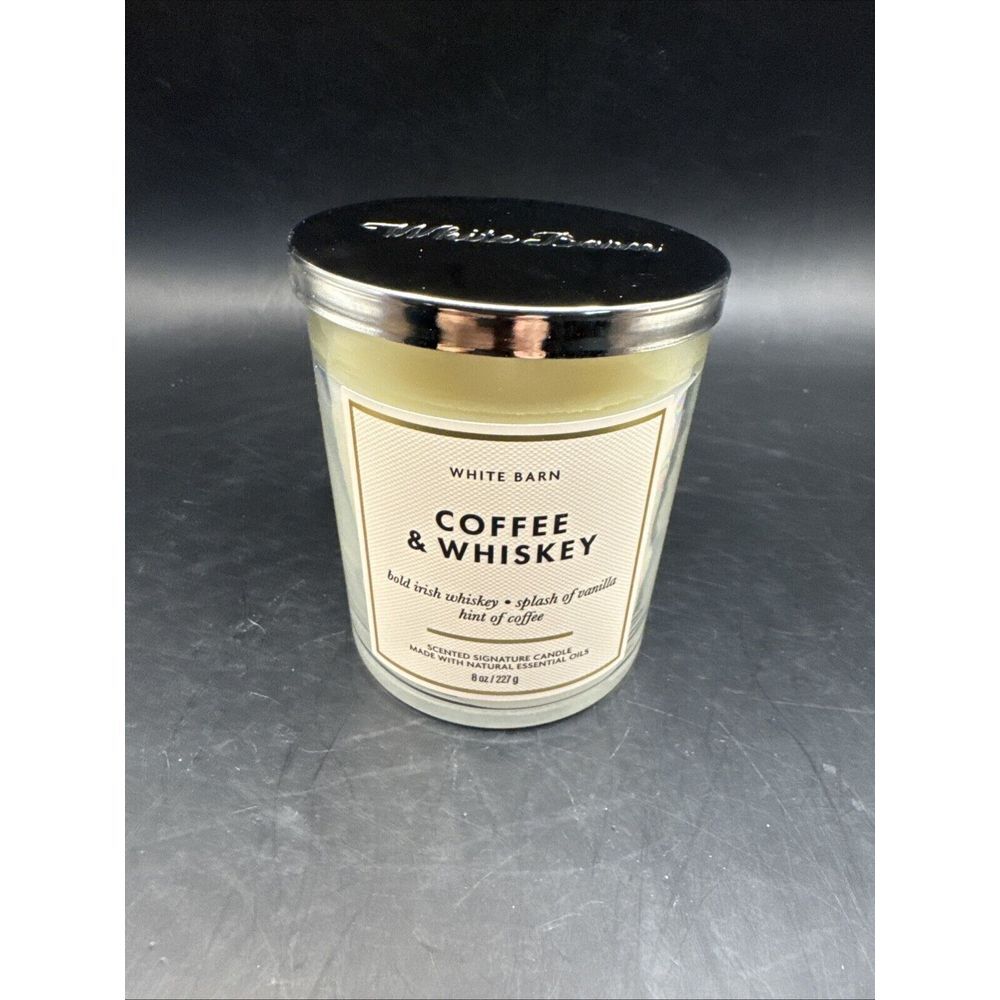 BATH & BODY WORKS Single 1 Wick 8oz Signature Candle Coffee & Whiskey